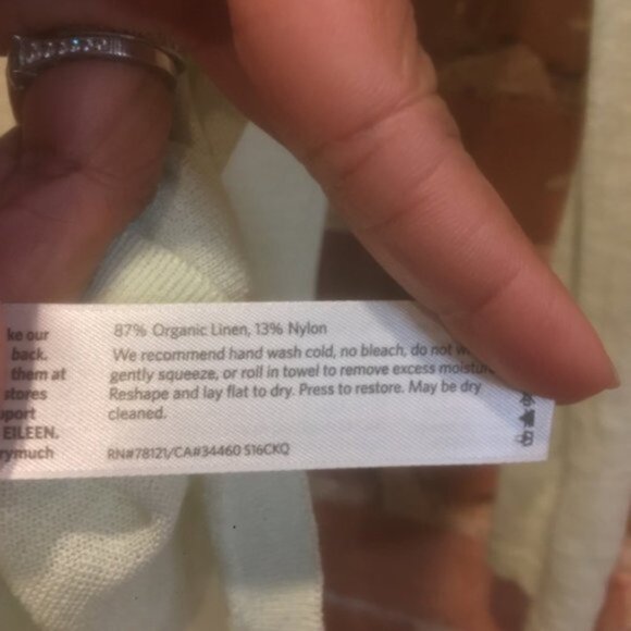 Eileen Fisher Organic Linen Nylon Asymmetrical Hem Top - Picture 4 of 4